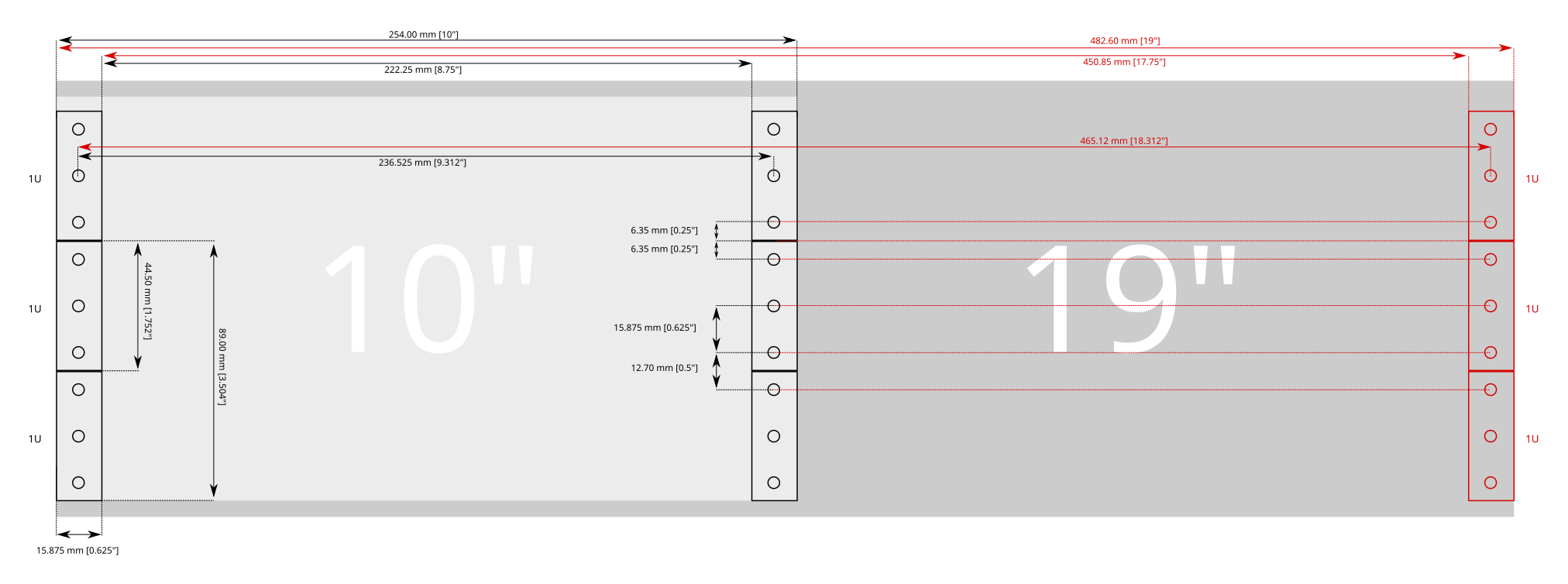 half-rack measurements