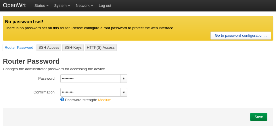 openwrt password change page